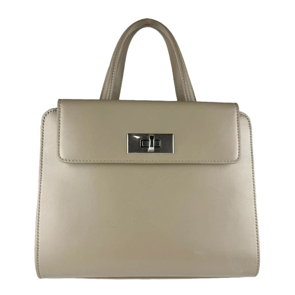 Balenciaga 2way Shoulder Bag Money Tote Leather Greige Gray Silver